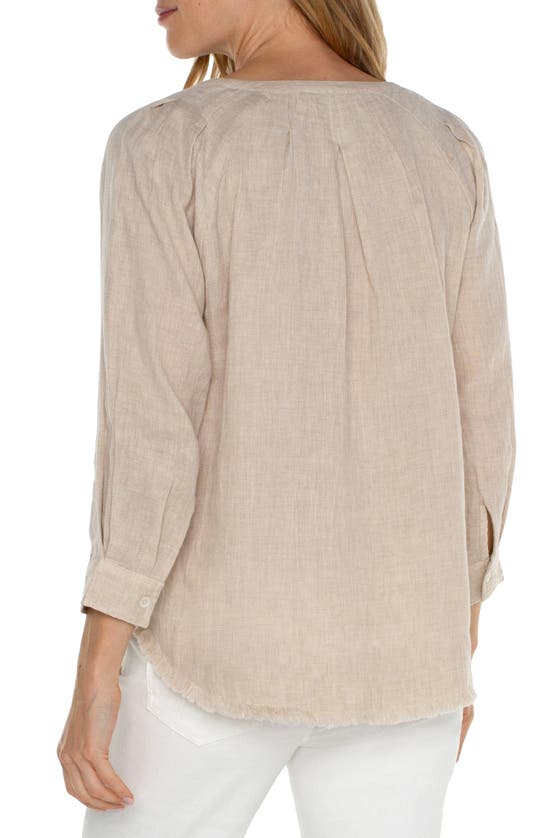 Shop Liverpool Los Angeles Raw Hem Cotton Lawn Top In Beige