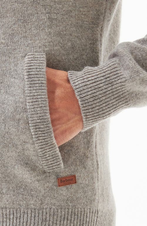Barbour Fine Knit Wool Zip-through Sweater With High Neck And Button Closure In New Stone