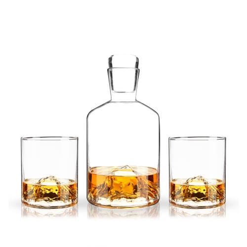 Viski Mountain 3-piece Crystal Liquor Decanter And Tumbler Set In Clear