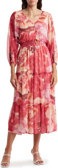 Mila Mae Mix Print Tiered Shirtdress