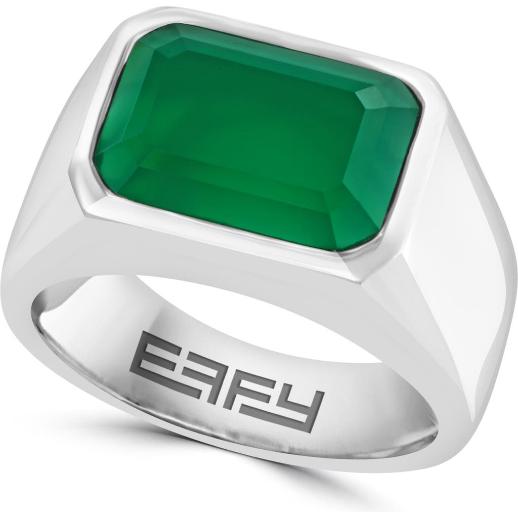 Shop Effy Sterling Silver Green Onyx Ring In Silver/green