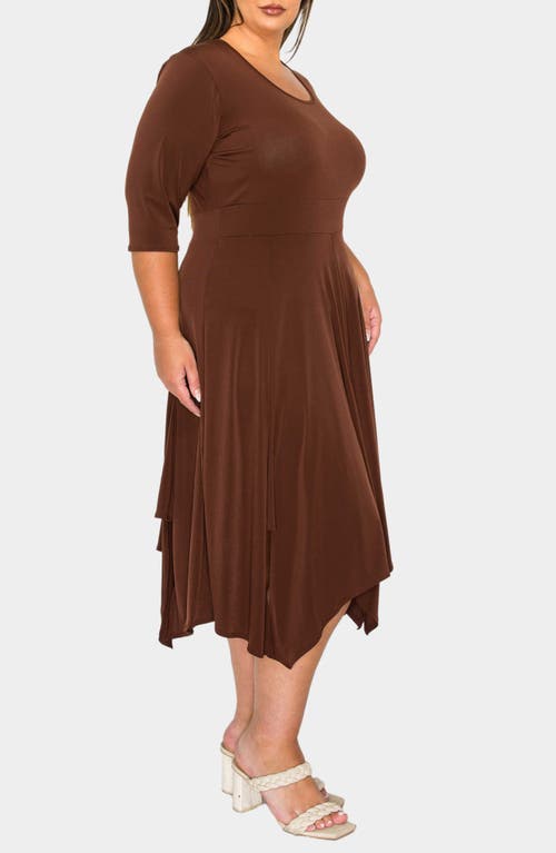 L I V D Shay Handkerchief Hem Midi Dress In Brown