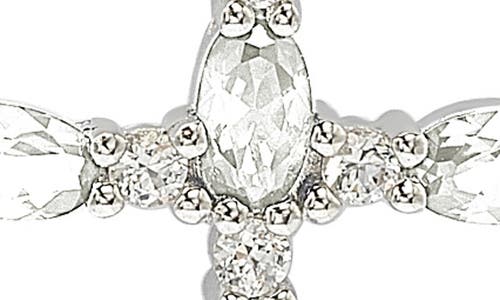 Suzy Levian White Topaz Cross Pendant Necklace In White