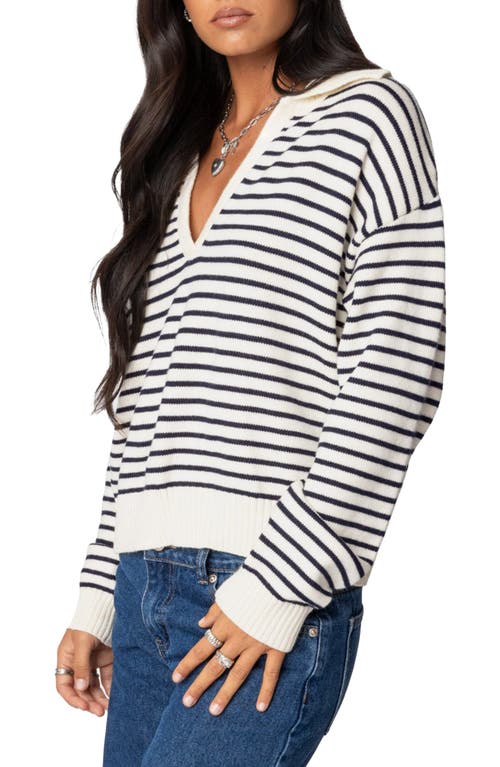 Edikted Copenhagen Oversize Stripe Sweater In Navy-and-cream