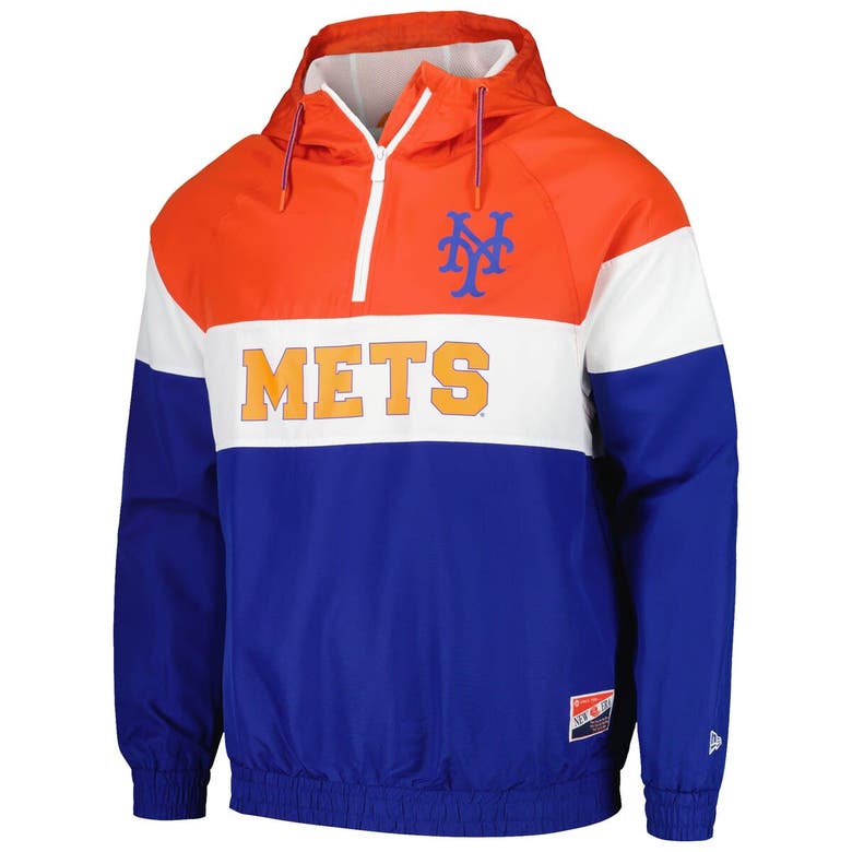 Shop New Era Orange New York Mets Ripstop Raglan Quarter-zip Hoodie Windbreaker Jacket