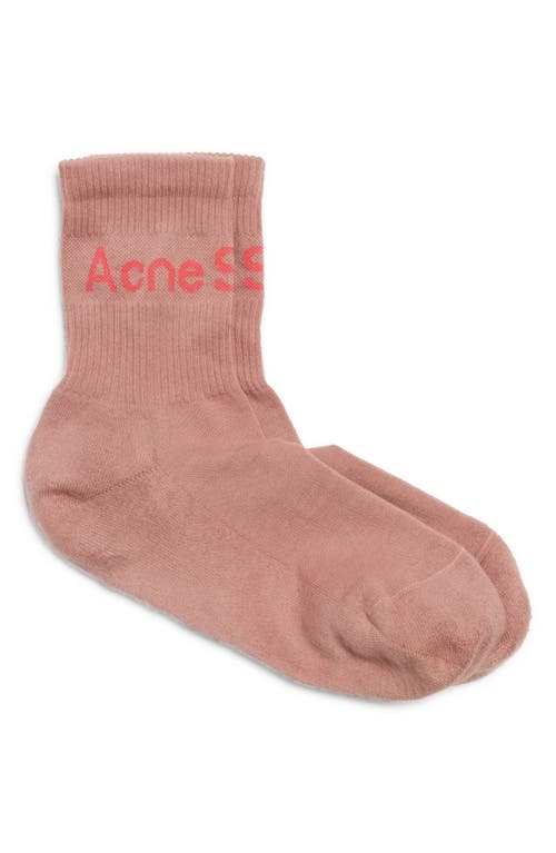 Acne Studios Ribbed Logo Jacquard Socks in Bubble Gum Pink Melange