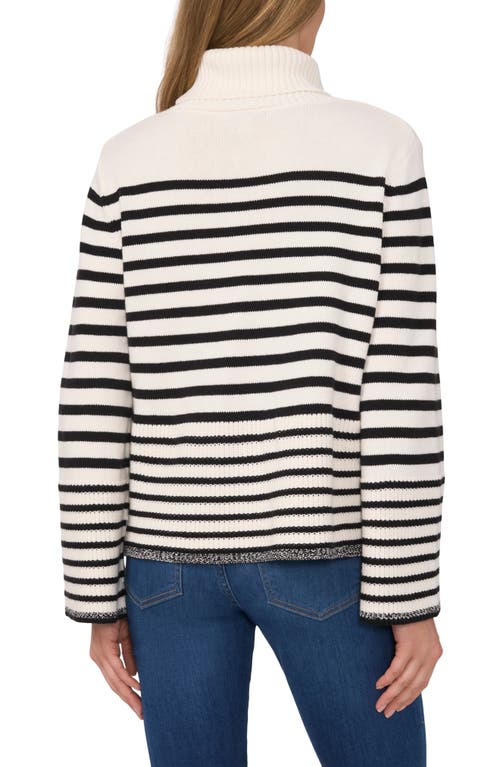 Shop Cece Stripe Turtleneck Sweater In Antique White