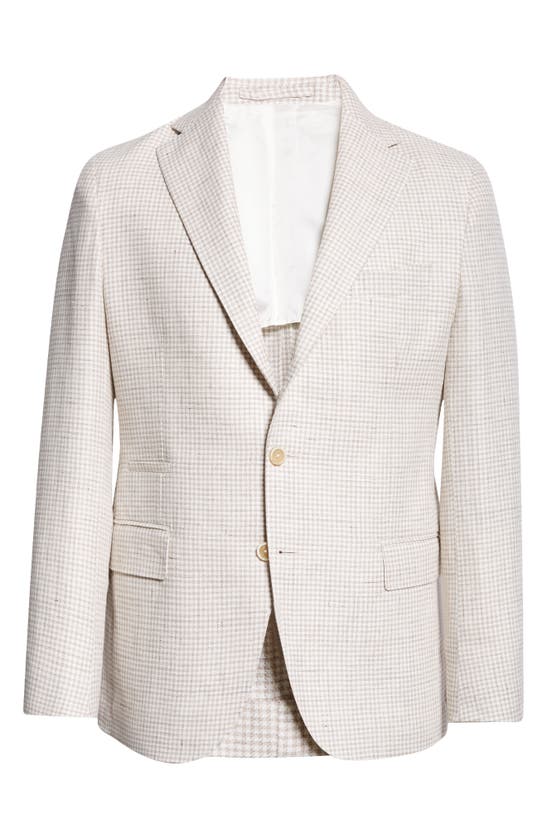 Eleventy Houndstooth Linen & Wool Sport Coat In Sand
