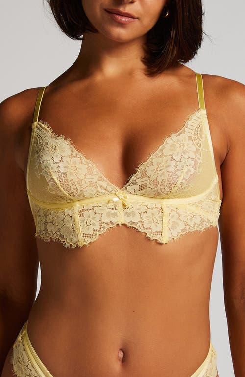 Shop Hunkemoller Hunkemöller Milaan Triangle Lace Bralette In Pale Banana