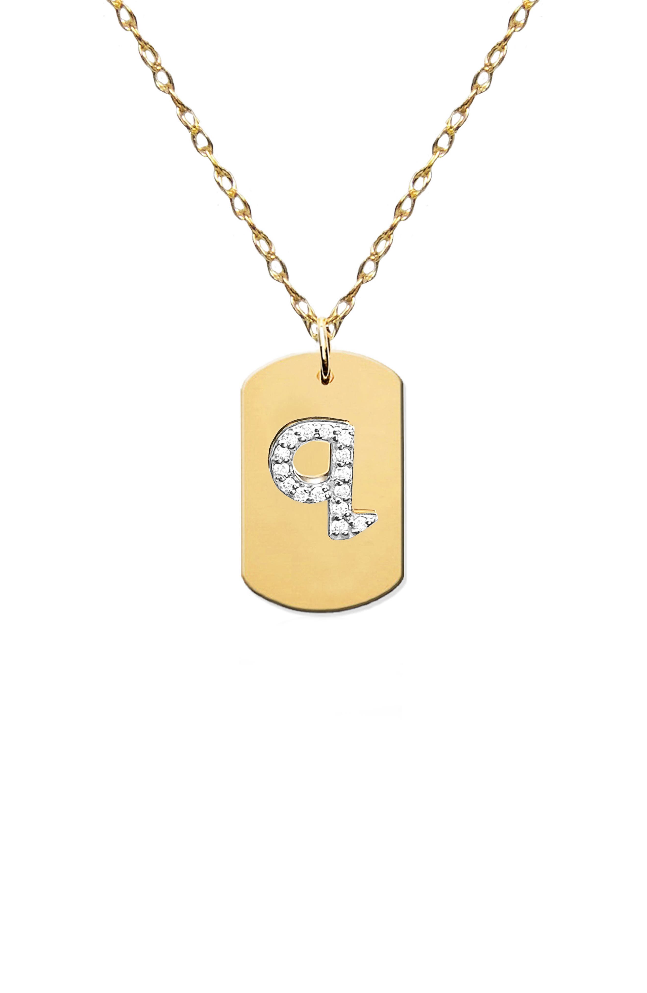 Jane Basch Designs Diamond Initial Dog Tag Necklace (Nordstrom Exclusive)