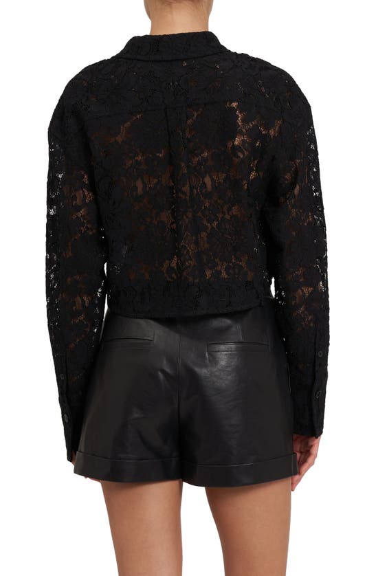 Shop Rebecca Minkoff Elizabeth Crop Lace Shirt In True Black
