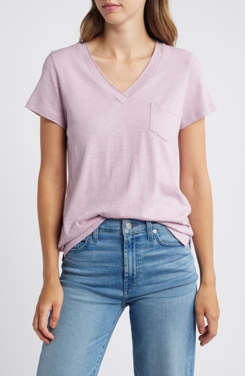 Shop Caslonr Caslon(r) V-neck Short Sleeve Pocket T-shirt In Purple Dawn