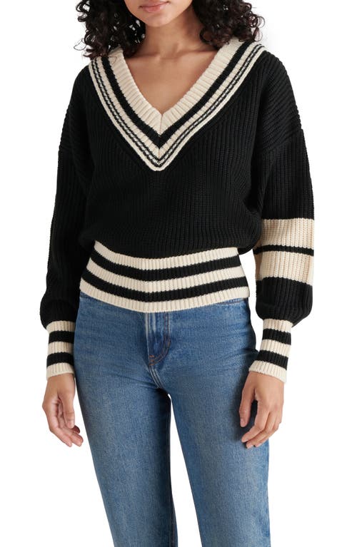 Shop Steve Madden Jen Stripe Trim Sweater In Black