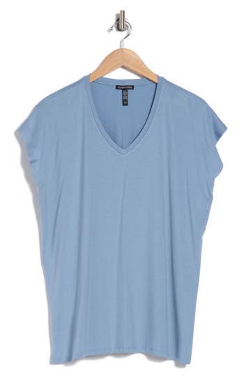 Eileen Fisher V-neck Boxy Top In Haze