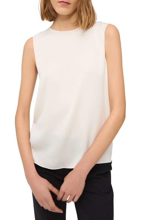 sleeveless scoop neck silk top