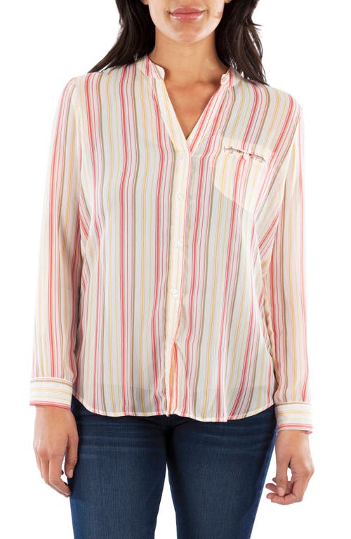 Shop Kut From The Kloth Jasmine Chiffon Button-up Shirt In Summer Stripe White