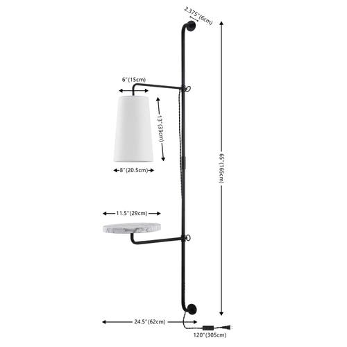 Jonathan Y Andre 1-light Contemporary Industrial Iron Plug-in With Adjustable White Marble Table Led In Black