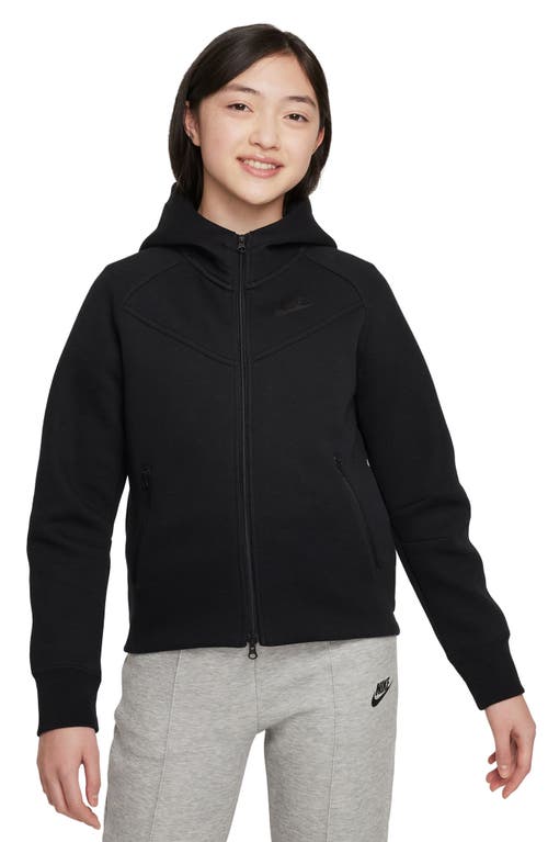 Shop Nike Kids' Tech Fleece Full Zip Hoodie In Black/black/black