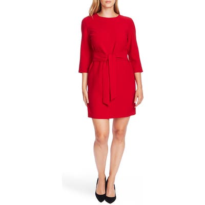 Vince Camuto Belted Stretch Crepe Dress, Red