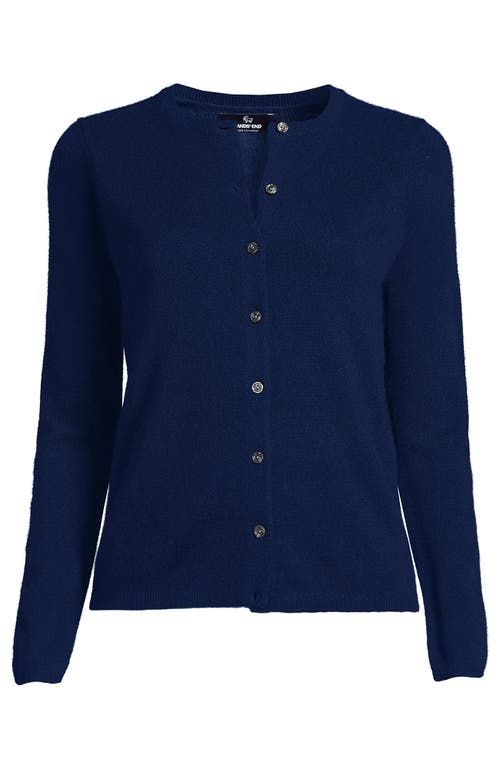 Lands' End Cashmere Cardigan Sweater In Deep Sea Navy