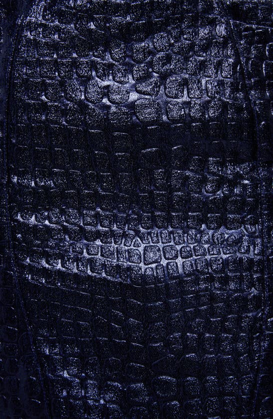 Shop Tom Ford Metallic Croc Embossed High-low Skirt In Deep Indigo