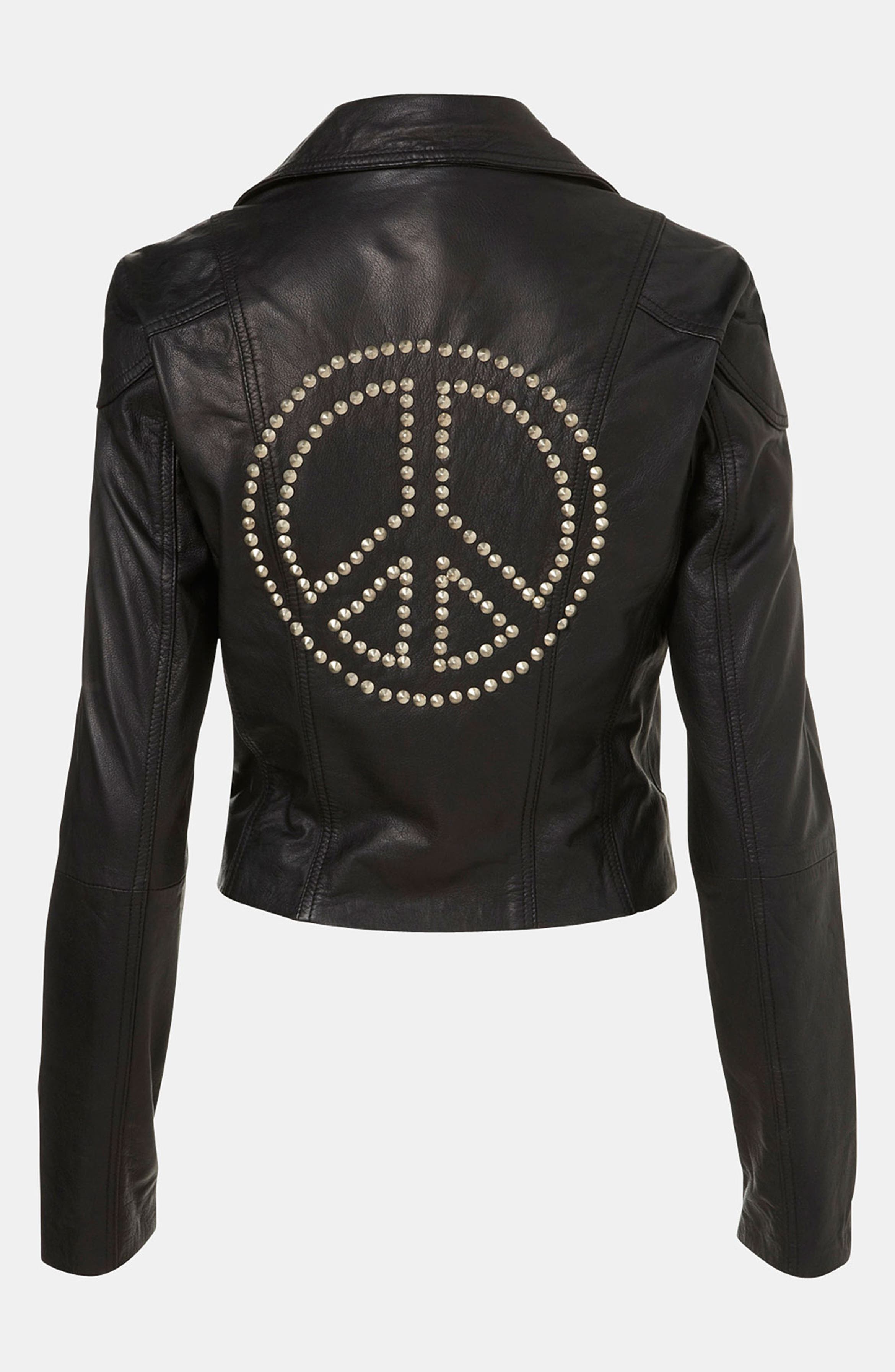 Topshop 'Peace' Studded Leather Jacket | Nordstrom
