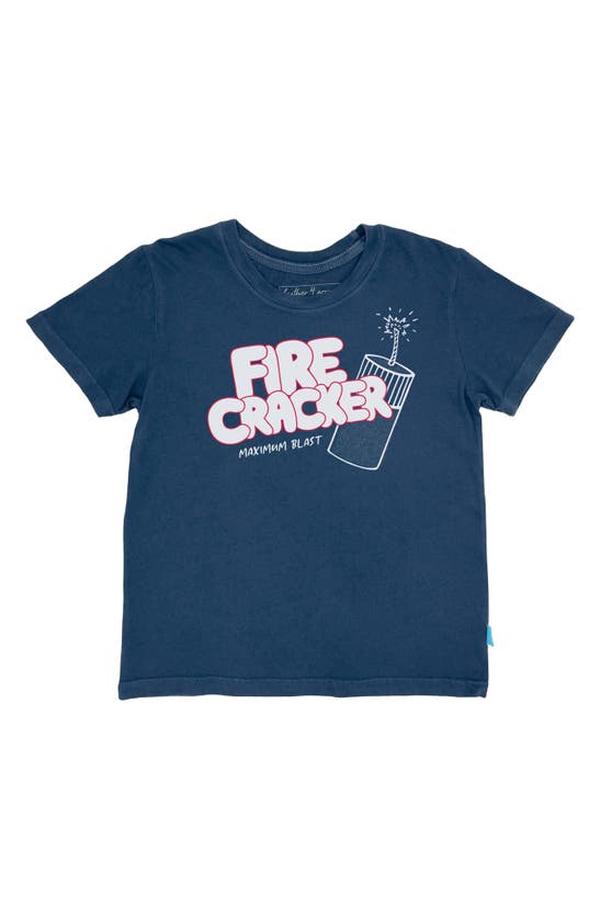 Shop Feather 4 Arrow Kids' Firecracker Cotton Graphic T-shirt In Navy