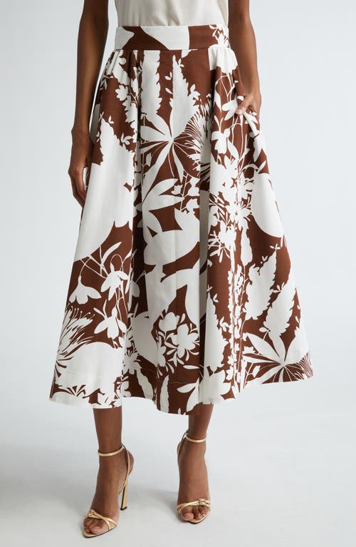Michael Kors Collection Dance Floral Cotton & Silk Skirt Nutmeg/White at Nordstrom,