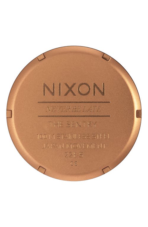 Shop Nixon The Sentry Leather Strap Watch, 42mm In Bronze/black