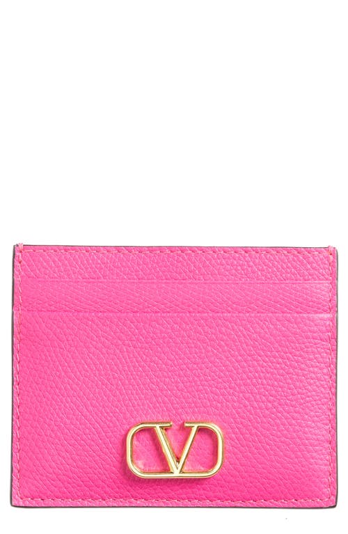 Valentino Garavani VLOGO Leather Card Holder in Uwt Pink Pp