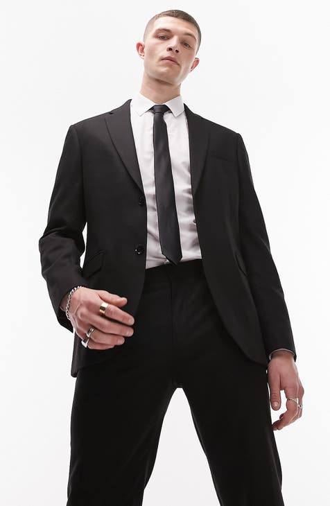 Michael B. Jordan wearing Black Suit, Black Dress Shirt, Black Leather  Oxford Shoes, Black Bow-tie
