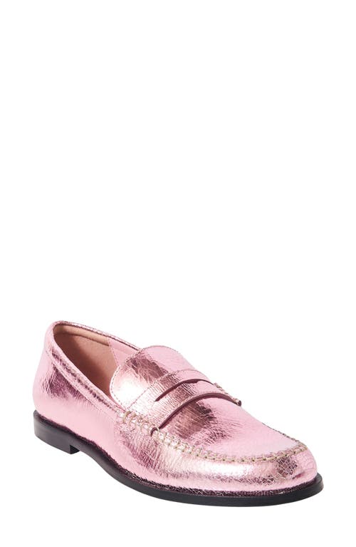 Shop Free People Contrast Stitch Penny Loafer In Pink