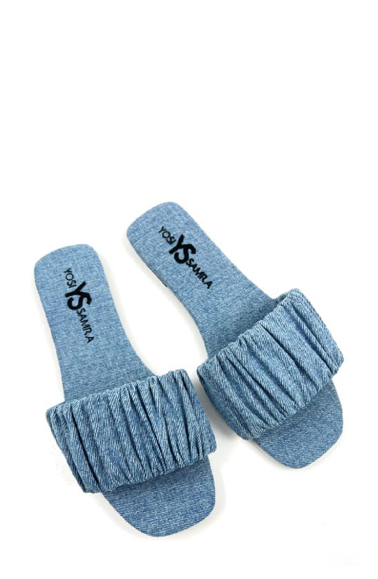 Yosi Samra Naomi Ruched Sandal In Denim In Denim