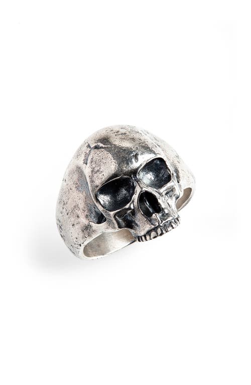 Skull Ring in Metallic Silver