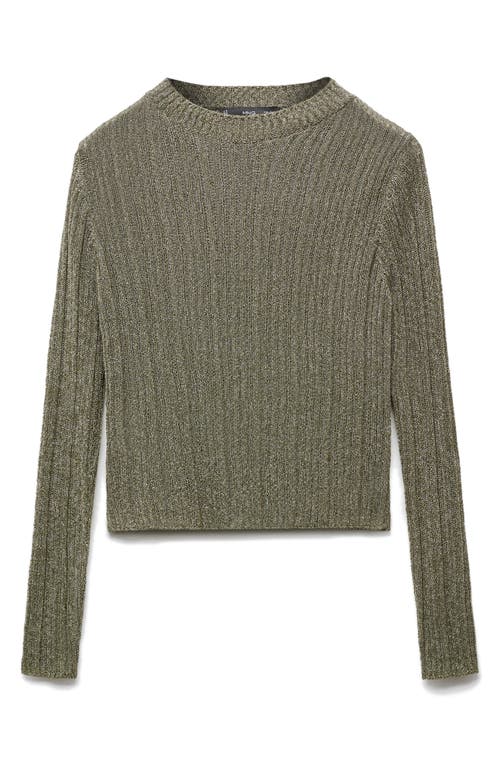 Mango Perkins Metallic Sweater In Khaki Green