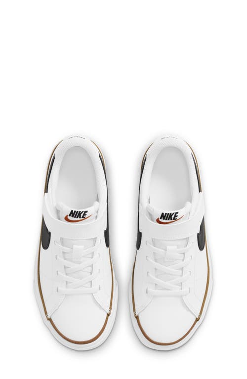 Shop Nike Kids' Court Legacy Sneaker In White/black/ochre