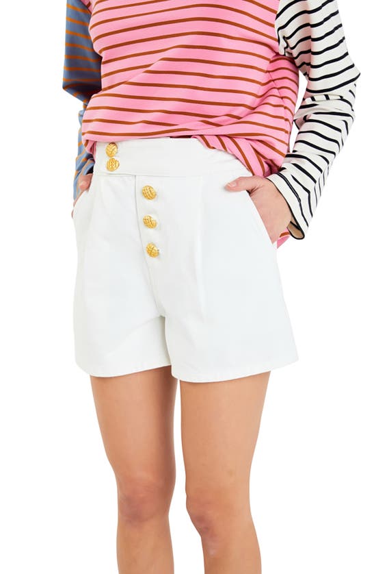 Shop English Factory Button Fly Denim Shorts In White