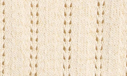 Nordstrom Kids' Pointelle Metallic Cardigan In Ivory Egret