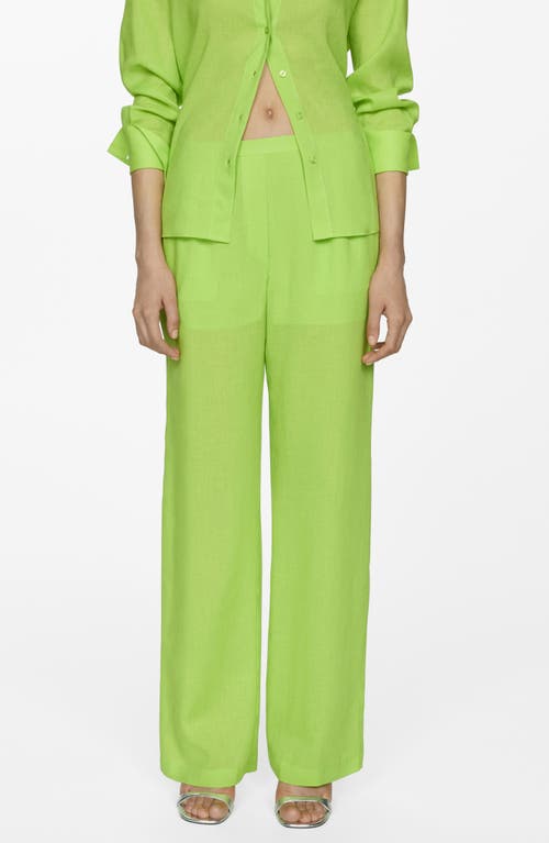 Mango Straight Lyocell Trousers Green In Green