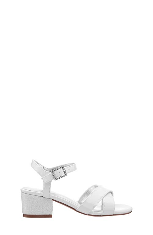 Shop Nina Kids' Valentin Ankle Strap Sandal In White Patent/glitter