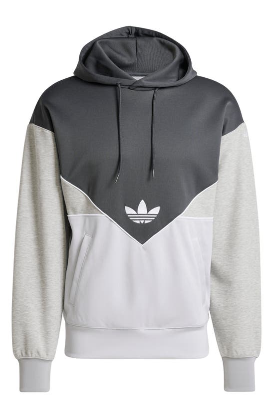 Shop Adidas Originals Colorado Colorblock Hoodie In Dark Grey/ Light Grey/ Grey