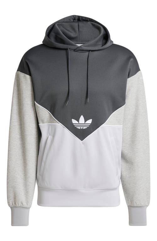 Shop Adidas Originals Colorado Colorblock Hoodie In Dark Grey/light Grey/grey