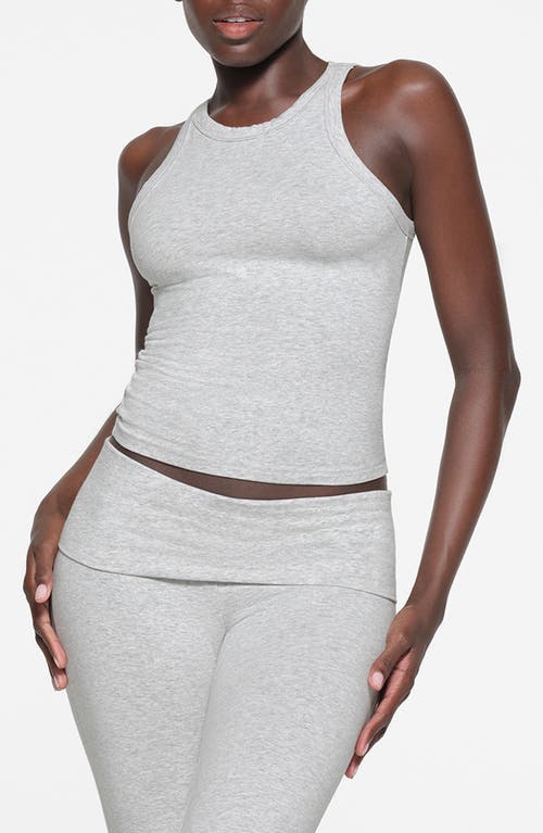 Shop Skims Stretch Cotton Jersey Tank In Light Heather Grey