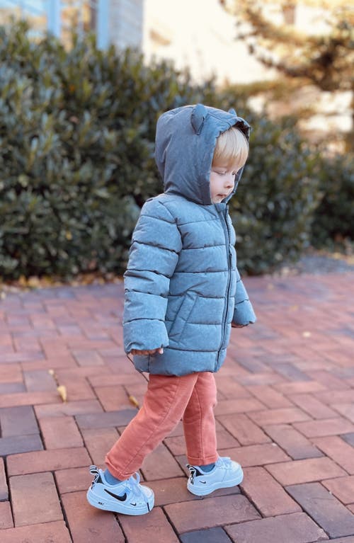Rokka&rolla Baby Bear Fleece Hooded Puffer Jacket In Gray Textured