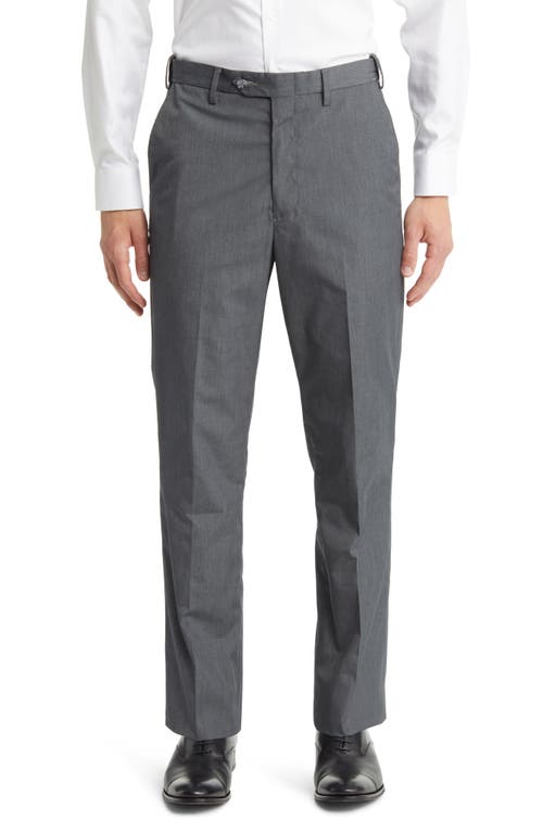 Berle Prim Self Sizer Waist Flat Front Poplin Trousers Grey at Nordstrom,