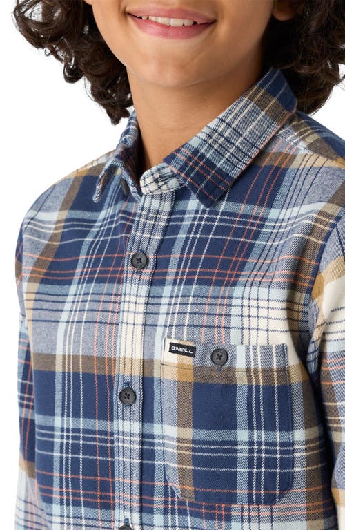 Shop O'neill Kids' Winslow Plaid Flannel Button-up Shirt In Navy