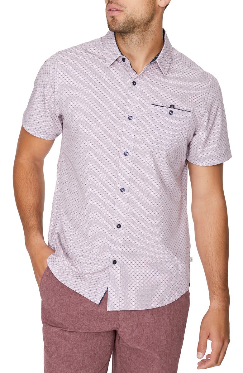 7 Diamonds Vibeology Slim Fit Short Sleeve Stretch Button-Up Shirt, Main, color, 