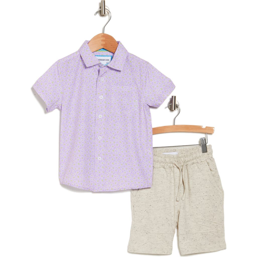 Shop Sovereign Code Kids' Stanley Degree Woven Shirt & Shorts Set In White/springfield/oatmeal