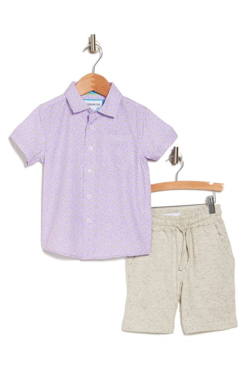 Shop Sovereign Code Kids' Stanley Degree Woven Shirt & Shorts Set In White/springfield/oatmeal