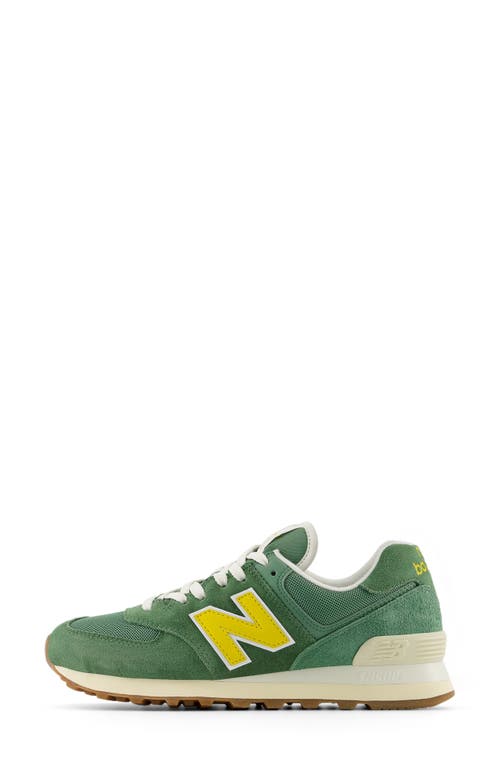 Shop New Balance 574 Sneaker In Mallard Green/ginger Lemon